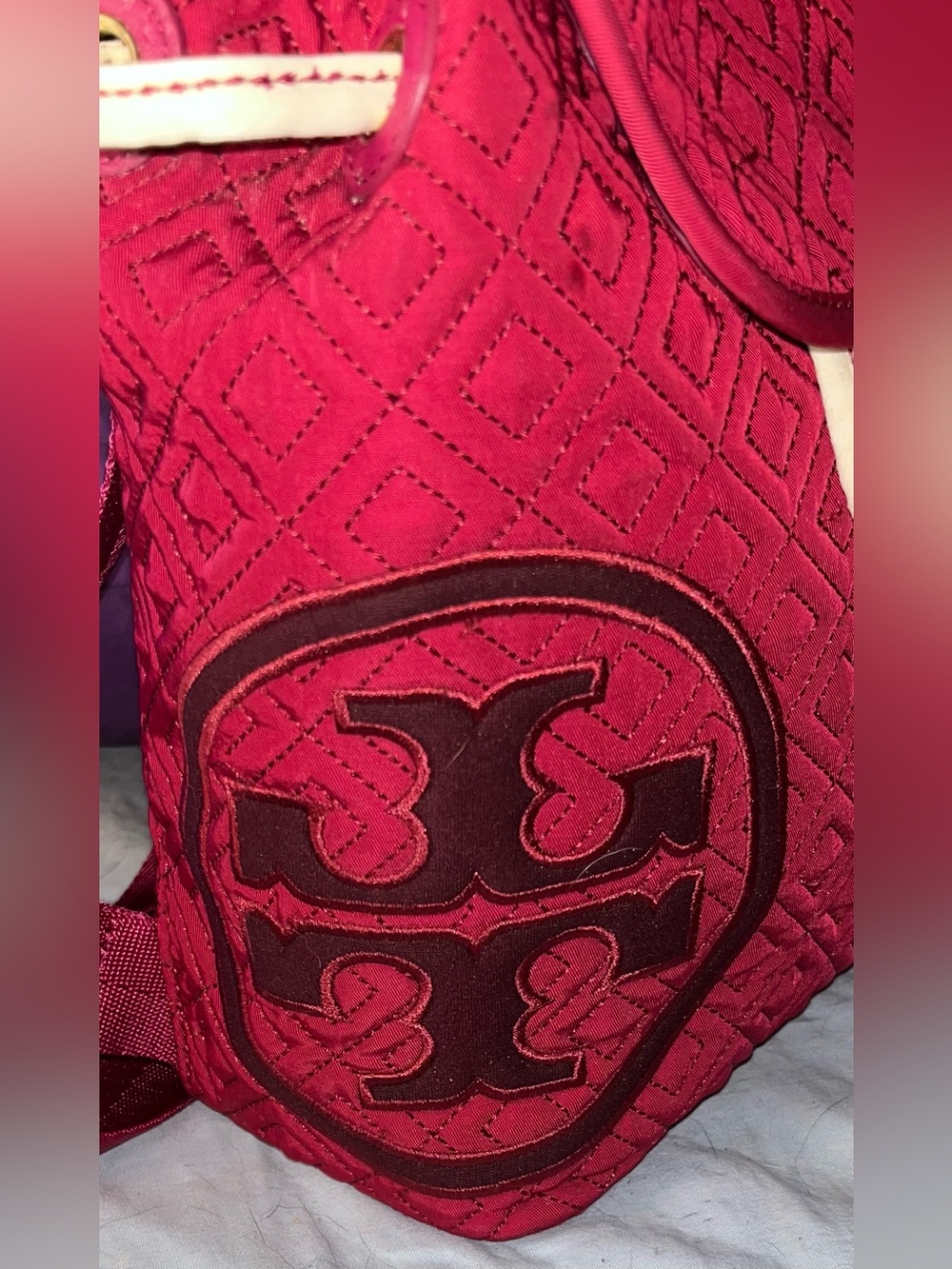 Tory Burch EUC Marion Quilted Raspberry Pink Backpack - Picture 5 of 8